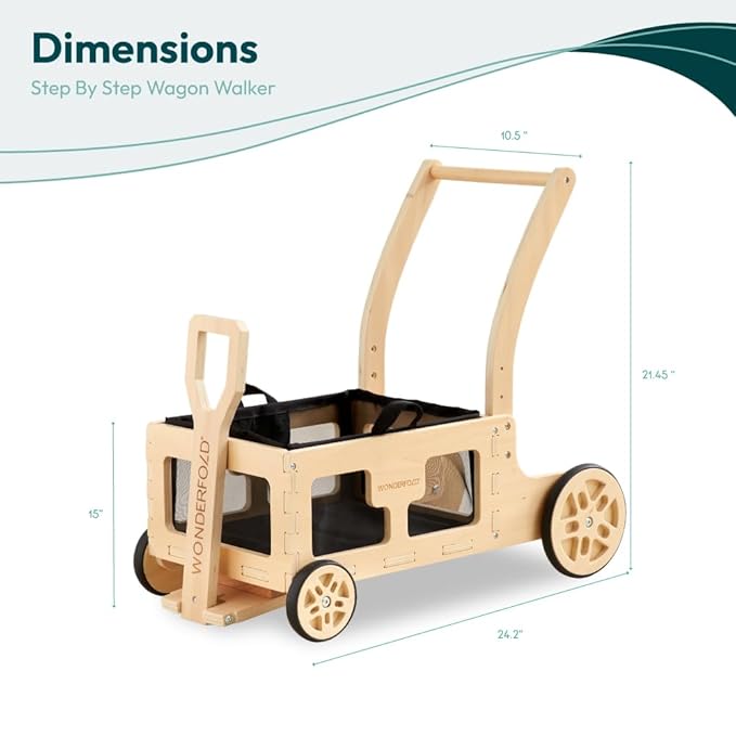 WONDERFOLD Step by Step Wagon Baby Walker - Adjustable Height Push Walker - Multifunctional Baby Walkers with Toy Storage