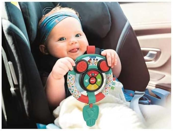 Clementoni Baby Disney Soft Steering Wheel for Children 6+ Months, with Sounds and Lights, Imitative Educational Toy Early Childhood, Stimulates Manual Ability and Cognitive Development, 17557