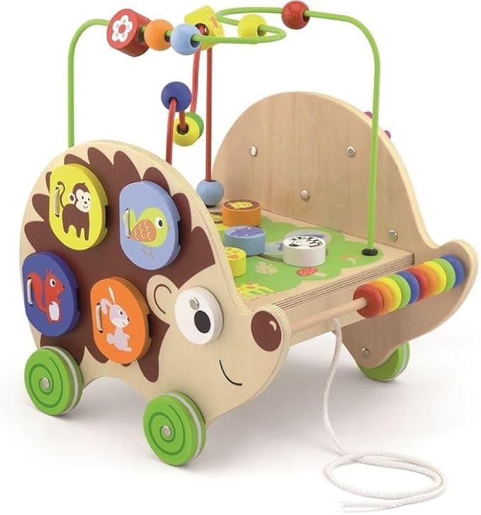 VIGA VIGAtoys Toys 50012 Pull-Along Activity Hedgehog Multi-Coloured, Multicolor