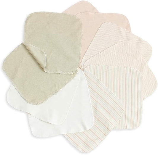 Lion bear 10 Pack Reusable Colored Organics Baby Washcloths, Soft Absorbent Organic Cotton Washable Saliva Towel Face Wipes,Face Towel, Natural Baby Wipes for Sensitive Skin (Multicolor)