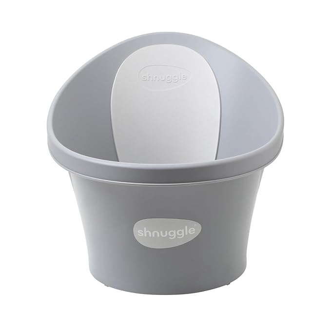 Shnuggle Newborn Bath Essentials Bundle | Baby Bath with Support Bump and Soft Backrest & Rinse Jug | Safe, Gentle, and Stylish Bathtime Set for Babies & Toddlers | Pebble Grey