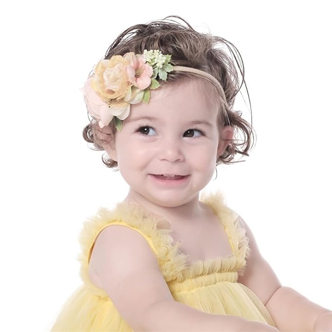 Cinaci 6 Pack Delicate Rose Flower Nylon Headbands Floral Bows Headband
