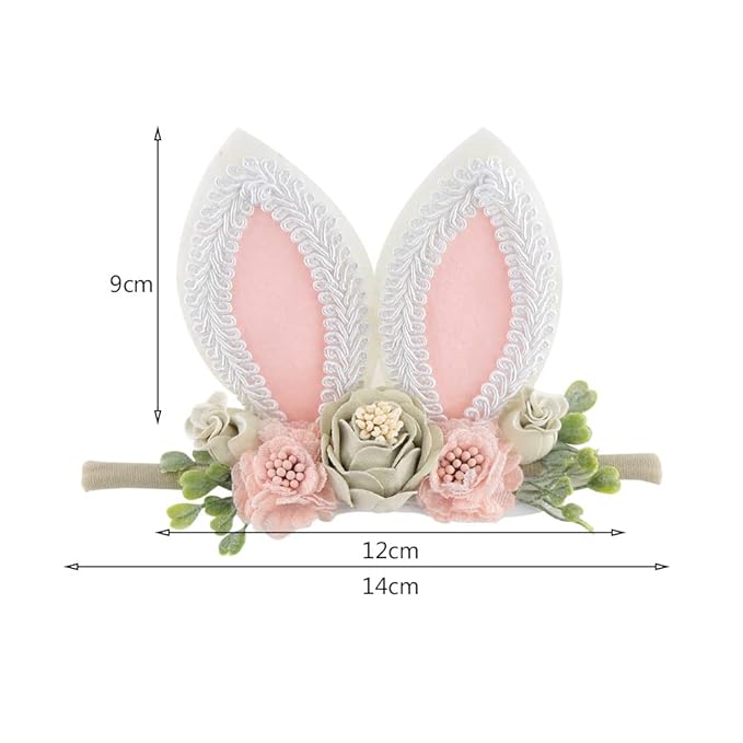 KIDOCHEESE Bunny Rose Ears Easter Headbands Baby Girls Flower Crown Spring Headbands (C)