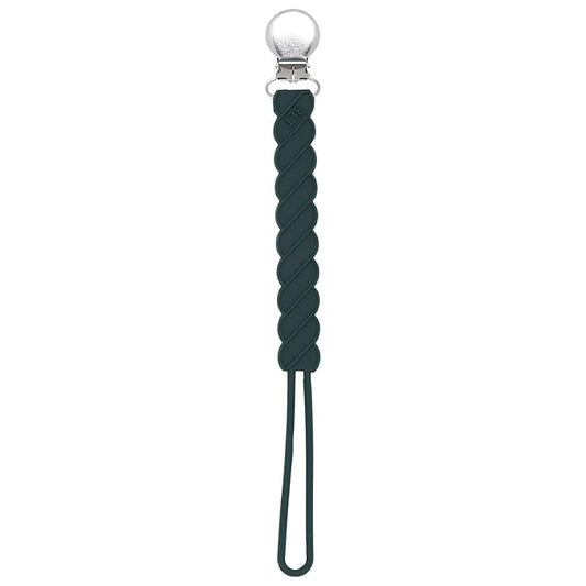 Three Little Tots All Silicone Modern, Short and Safety Tested Pacifier Clip (Hunter Green, Twist)
