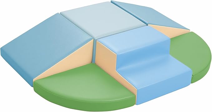 Hoohtoot PU Leather Foam Blocks for Toddlers: 6-Piece Indoor Climbing Play Set - Soft Climbing and Sliding Blocks - Baby Learning Gym - Toddler Activity Structure for Preschool