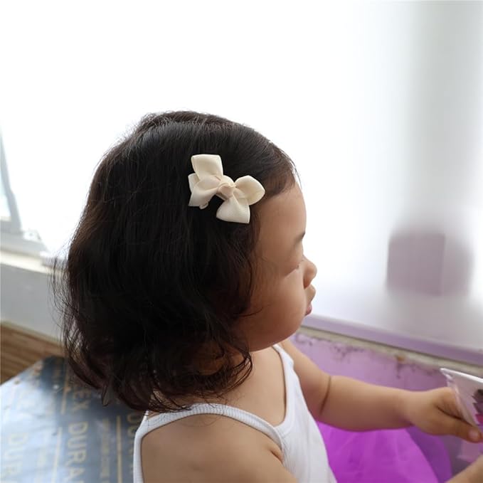 12 PCS Baby Bow Bangs Hair Clips Tiny Snap Clip for Infant Toddler Girl Mini Grosgrain Ribbon Hair Bow Barrettes Girls Hair Accessories (2.2" Jojo bow clips 12 Colors)