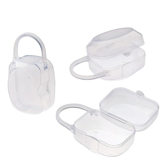 Accmor Pacifier Case, Pacifier Holder Case with Handle, BPA Free Universal Pacifier Container Box for Travel, Transparent, 3 Pack