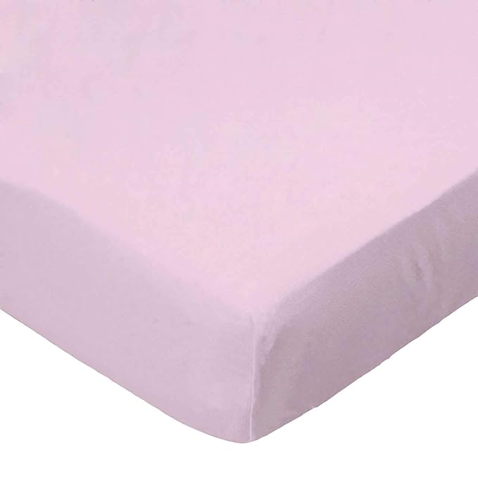 SheetWorld Baby Fitted Square Play Yard Sheet Fits Joovy 38 x 38 inches, 100% Cotton Woven Sheet, Unisex Boy Girl, Baby Pink Woven, Made in USA