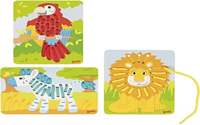 Goki Threading Kit, Parrot, Leon, Zebra Table, Color (Multicolor) (58686)