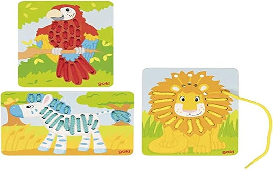 Goki Threading Kit, Parrot, Leon, Zebra Table, Color (Multicolor) (58686)
