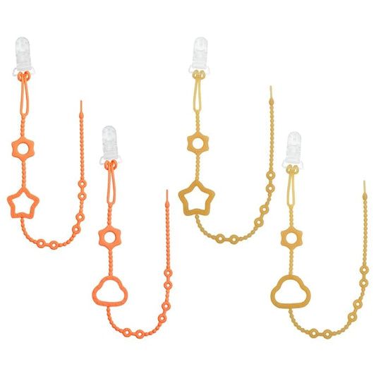 Star Cloud Silicone Baby Pacifier Leashes Orange Amber