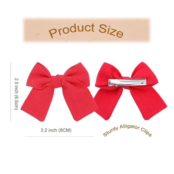 Cute Bow Hair Clips for Baby Girl Kids Pigtail Bangs 3.2" Sailor Bows Alligator Clip Hair Accessories (Green/Red/Pink)