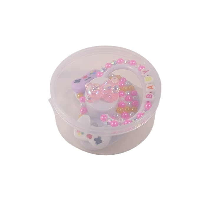 Adult Sized Pacifier, Personalized Pacifier, with Dust Cover Rhinestones Bling Dummy（Pink）
