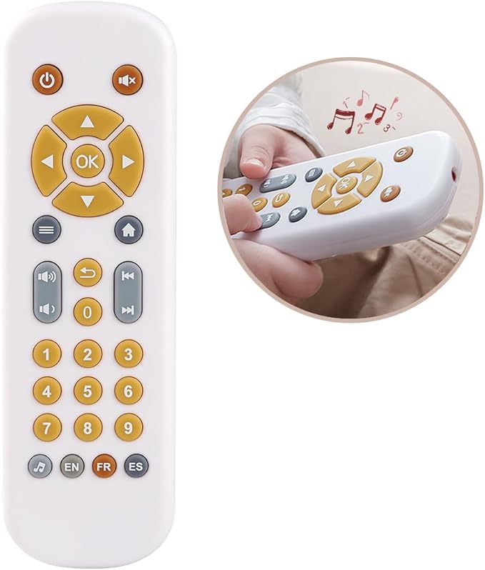 Nueplay Realistic Learning Controller with Light & Music – Interactive Educational Toy for Toddlers, Trilingual English/Spanish/French Number Learning & Pretend Remote Play for Kids Ages 1-3,White.