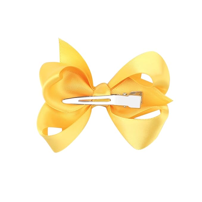 3 Inch Satin Bow for Little Girls - 2 Pcs (Gold)