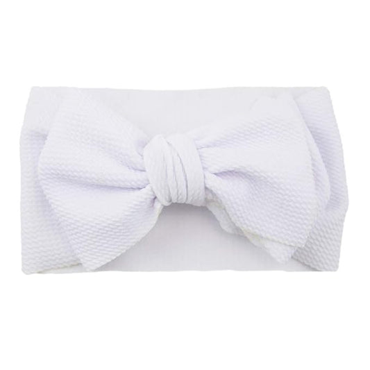 Baby Girl's 8'' Soft Big Bow knot Nylon Headband Toddler Hairband for Photography Travel Party Festivals (White)