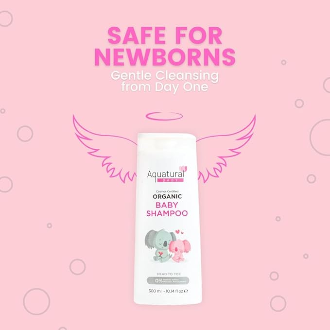 Organic Baby Shampoo, Plant-Based, Vegan & Gentle, Moisturizing, Baby Essentials for Newborn and Toddler, Suitable for All Skin Type 10.14 Fl Oz