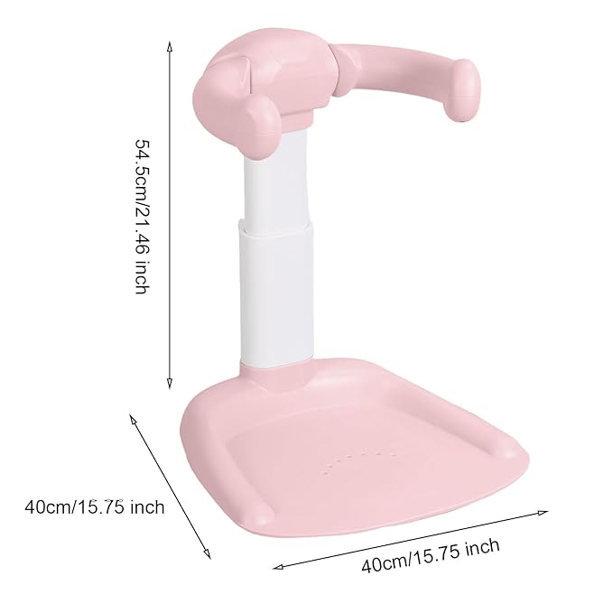 Adjustable Baby Shower Stand with Anti-Slip Base,Bath Shower Standing Support Stand,Portable Bath Helper Bath Support for Infants Portable Bath Helper for Baby 8-24 Months (PinkB)