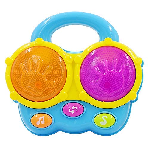 WEofferwhatYOUwant Baby Bongo Drums – Realistic Bongo Sounds for Babies 6+ Months with Lights, Cat & Dog Effects, 3 Play Modes, BPA-Free, Batteries Included, Travel-Ready Educational Gift for Toddlers