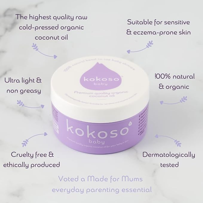 Kokoso Baby Organic Coconut Oil – Moisturising 100% Natural Baby Oil for Baby Massage, Dry, Sensitive and Normal Baby Skin...