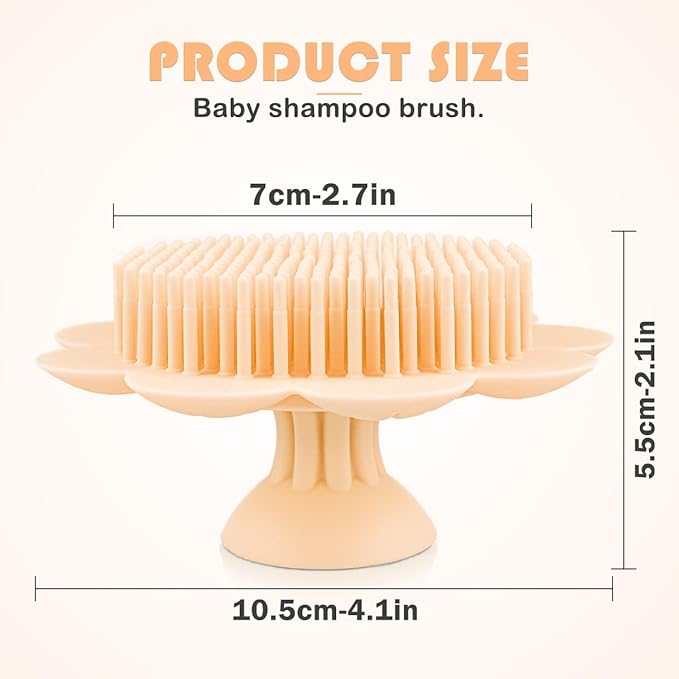 Baby Bath Silicone Brush Shower Scalp Brush Exfoliate and Massage Shampoo Scalp Scrubbie for All Hair Kid Newborn Toddler（Yellow）