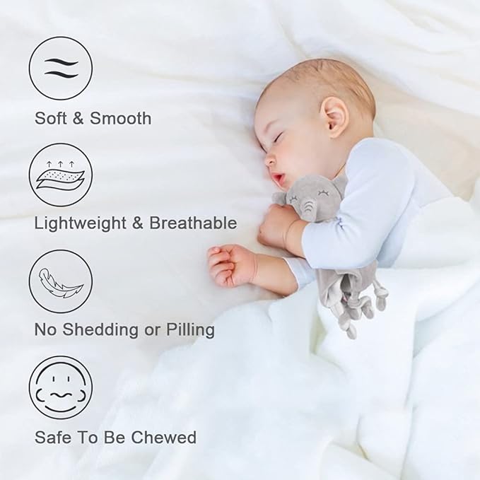 Vicloon Soft Elephant Security Blanket for Babies, Lovey Blanket Gifts for Newborn Boys and Girls, Lovie Newborn Blankie Baby Snuggle Toy Baby Elephant Stuffed Animal (Grey)