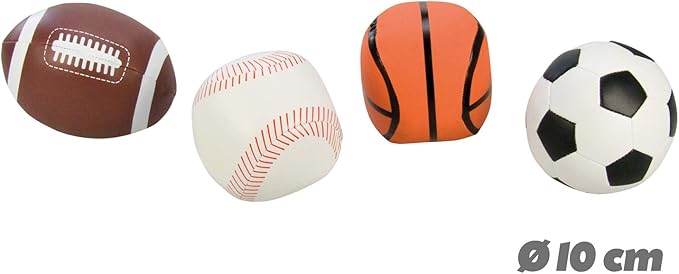 Lena 62164 Soft Sports Balls, Set of 4, 10 cm, Multicoloured