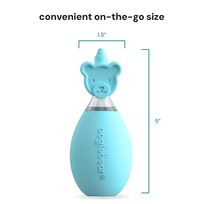 oogiebear: Baby Nasal Aspirator - Safe Booger & Earwax Remover for Newborns, Infants, Toddlers - Better Syringe, Airtight Suction, Nose Sucker - Essential Baby Stuff, Diaper Bag Must-Haves, Blue