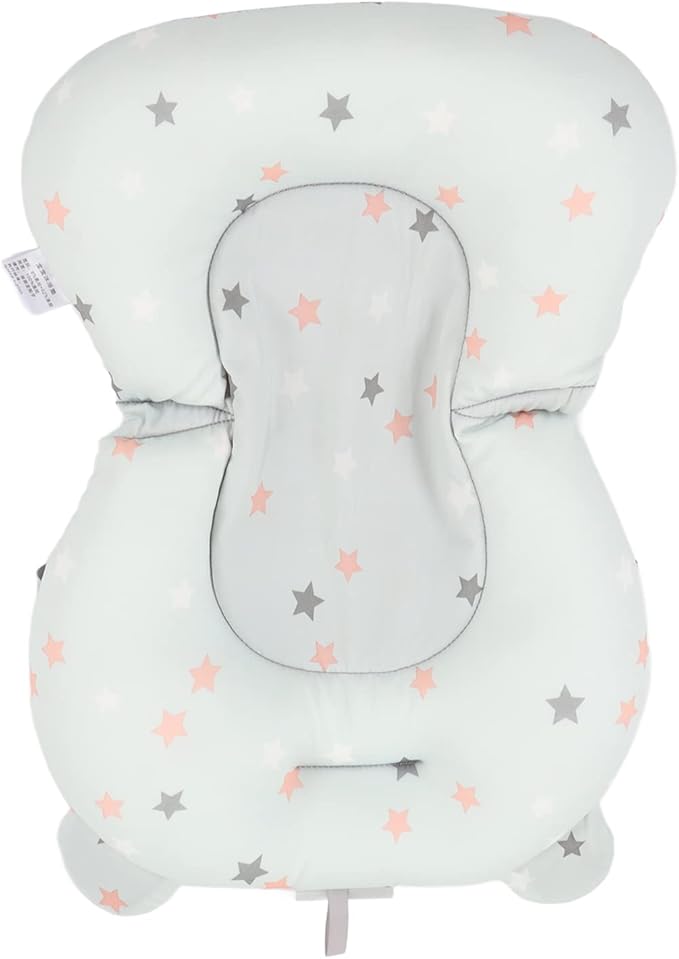 Baby Bath Seat, Baby Bath Cushion Floating Newborn Bathtub Mat Baby Bath Mat Infant Bath Supporter Net Baby Bathtub Pillow Bath Supporter for Newborn (Light Blue Stars)