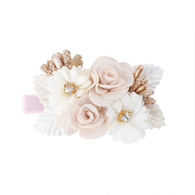 Flower Hair Clips Set for Baby Girl Lightweight Floral Hair Bow Accessories with Boutique Fully Lined Alligator Clip for Toddler Teens Gifts (AD)