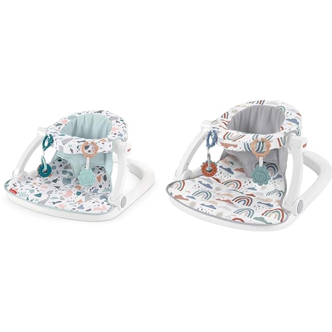 Fisher-Price Portable Baby Chair Sit-Me-Up Floor Seat with Developmental Toys & Machine Washable Seat Pad, Pacific Pebble