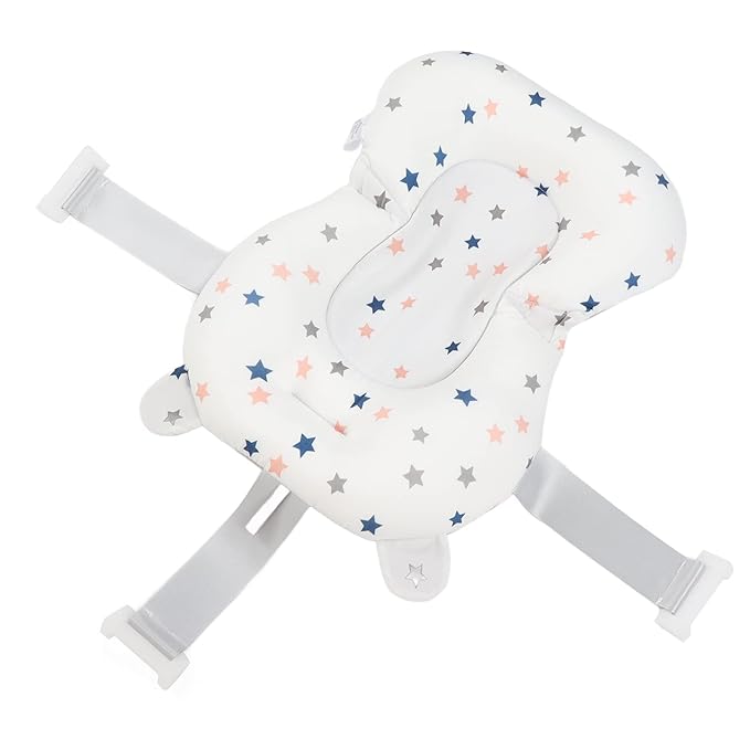 Baby Bath Seat Cushion, Floating Bath Support Mat Foldable Adjustable Infant Bath Supporter Newborn Bathtub Seat Cushion Nonslip Baby Bathtub Mat Baby Tub Pillow for 0‑12 Months