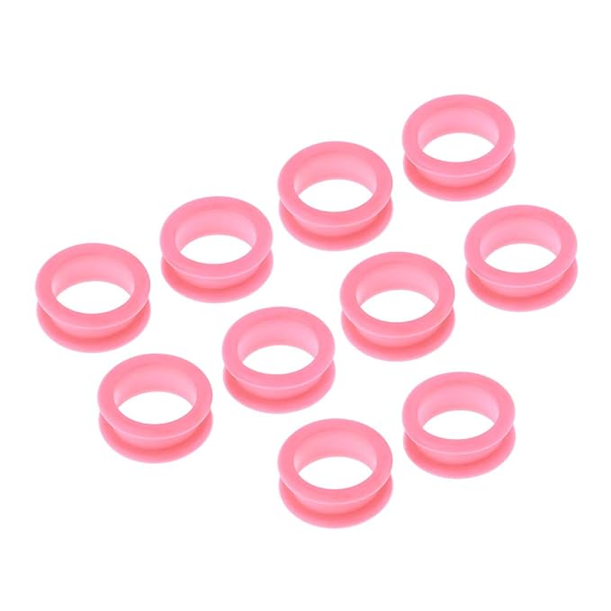 menolana 10 Packs Silicone Thumb Ring Finger Insert Grips Set For Grooming Scissors - Pink