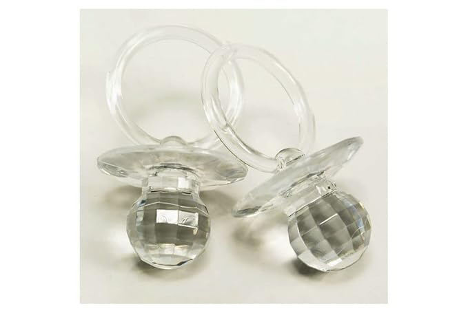 RBN 2.5 IN. Pacifier Baby Shower Crystal 3D Diamond Cut Prism Acrylic Bridal Wedding Birthday Party Favor Gift Table Games