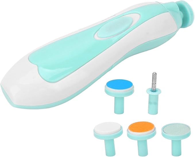 Baby Infs Nail File, Baby Electric Nail Grinder Baby Nail File Kit Portable Infs Nail File with 6 Grinding Head Low Noise Manicure Care (Skyblue)