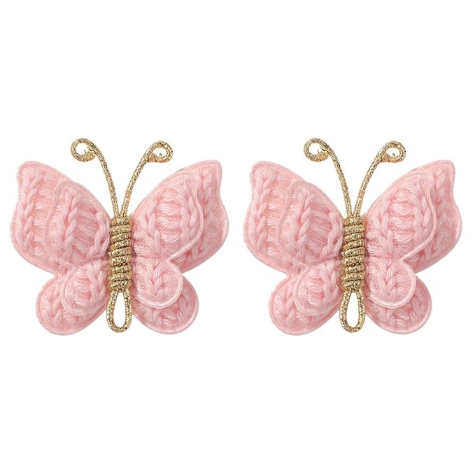 Pack of 2 hair bows girls. Kids’Fashionable Artificial Butterfly Hair Clips (pink)