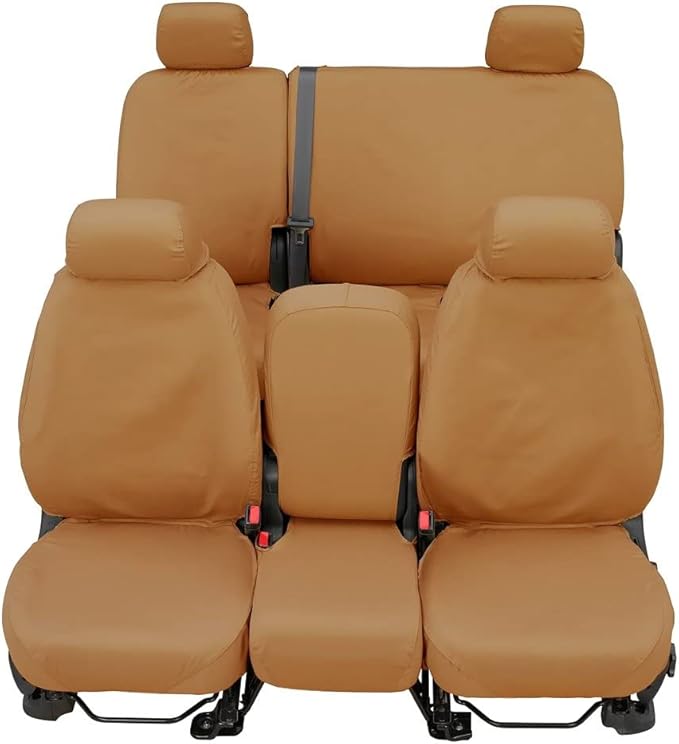 Covercraft Custom-Fit Rear-Second Seat Bench SeatSaver Seat Covers - Polycotton Fabric, Tan