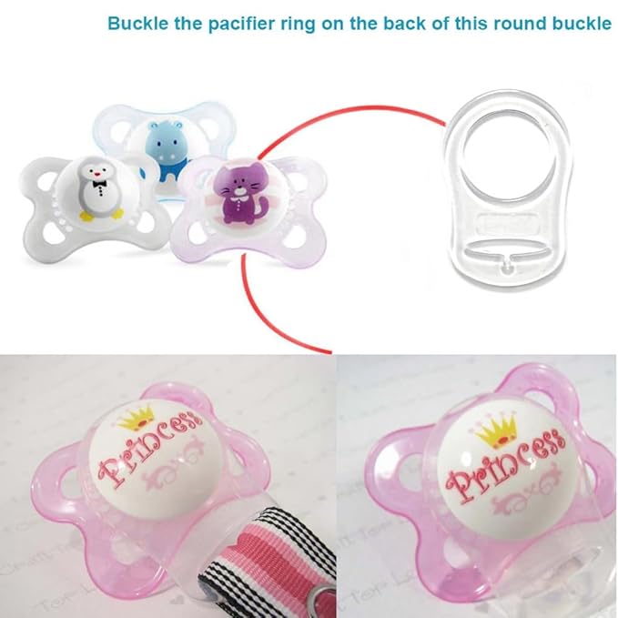4Pcs Pacifier Adapter Rings Transparent Silicone Rings for Pacifier Clip Button Soother Pacifiers Dummy Holder Newborn Gift Safe for Baby (Transparent)
