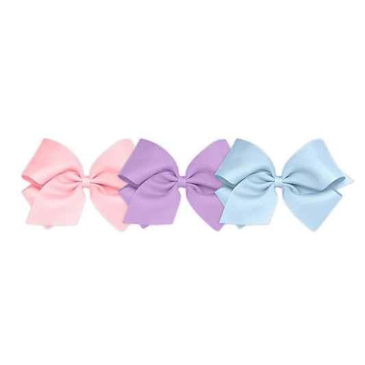 Wee Ones Girls' 3 pc Set Solid Grosgrain Variety Pack on a WeeStay No-Slip Hair Clip, King, Light Pink, Light Orchid, Millennium Blue