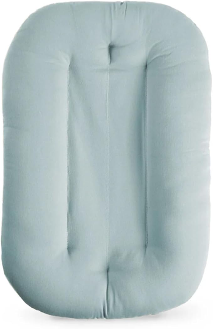 Lucakuins Baby Lounger for Newborn, 0-24 Months, Bionic Design Infant Lounger for Home and Travel, Soft Organic Cotton, Newborn Babies Essentials Gifts (Pure Greyblue Baby Lounger)