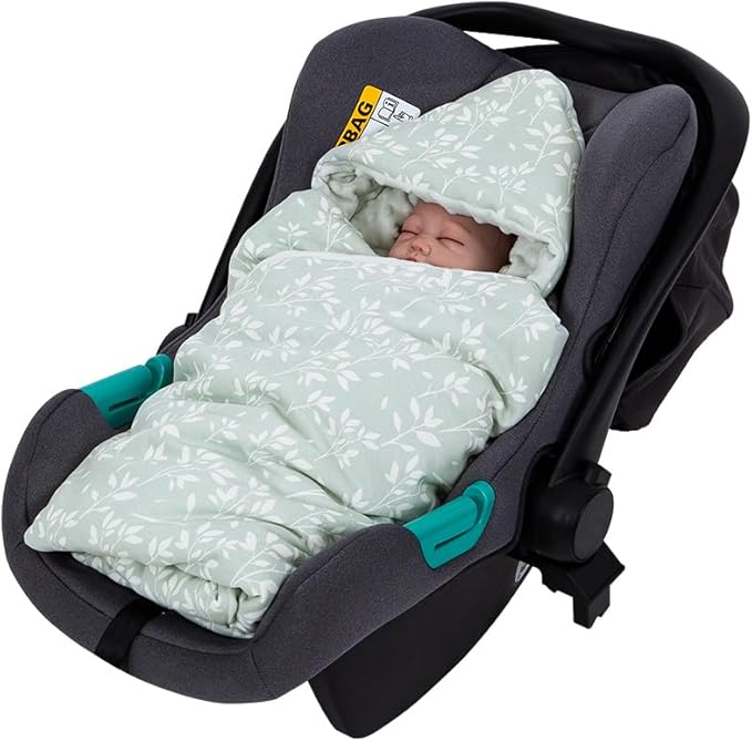 HOUSBAY Baby Blanket Newborn Blanket with Hooded Windproof Go Outside Warm Portable Swaddle Wrap in Basket Baby Safety Seats (Light Green)