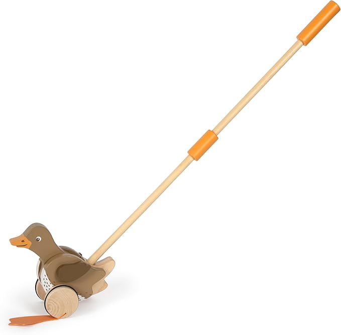small foot Push Duck with Moving Head, Wood, Learning to Walk, 18 Months, 12493