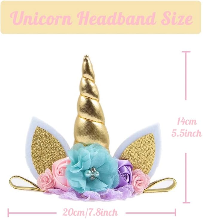 Nishine Baby Elastic Glitter Unicorn Horn Headband Children Unicorn Party Supplies Cosplay Gift