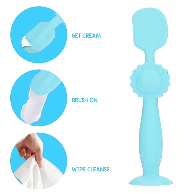 Baby Diaper Cream Brush, Suction Cup Base Skin Friendly Diaper Cream Spatula Silicone Gently Apply Stand Upright for Daily Use (Blue)