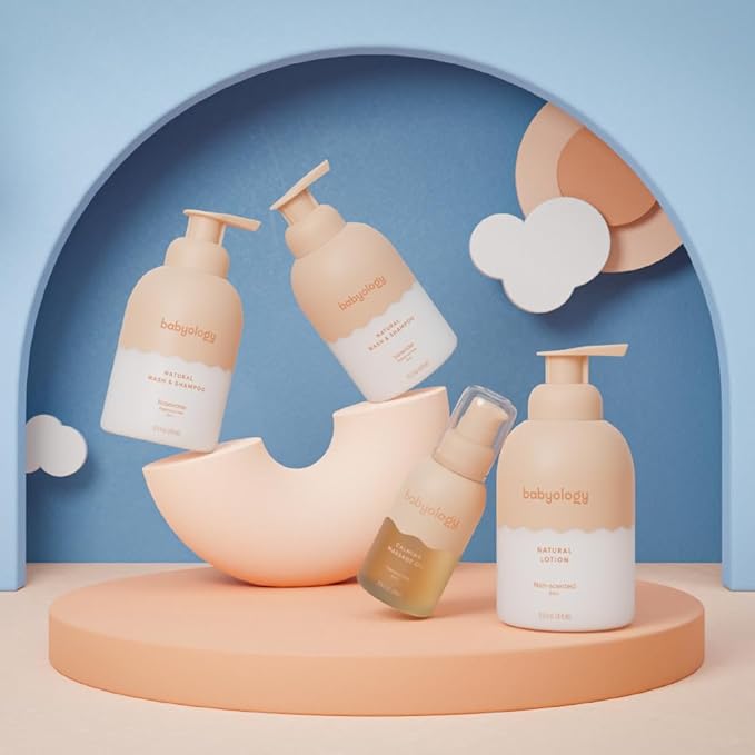 Babyology BUNDLE - 100% Edible Ingredients - Baby Wash & Shampoo + Lotion + Oil - Perfect Baby Daily Routine