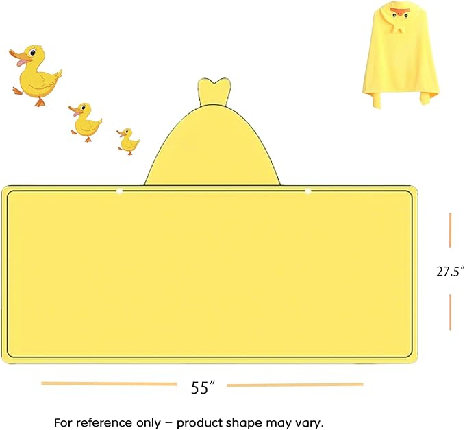 Toddler Baby Bath Towel with Hood 27.5"X55" Ultra Absorbent Soft Cozy Comfort Bathrobe Blanket, 0-6 Years Infant Shower Towel for Girls & Boys(Bright Yellow)