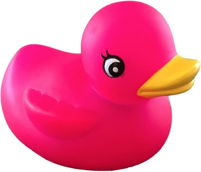3" Rubber Duck [Sealed Hole, Floats Upright] - Baby Safe Bathtub Bathing Toy - Pink Ribbon Rubber Duck