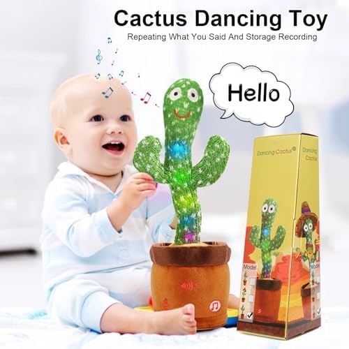 Emoin Dancing Talking Cactus Toy for Baby Boys Girls Gifts,Dancing Cactus Singing Mimicking Recording Repeating What You Say Baby Toys