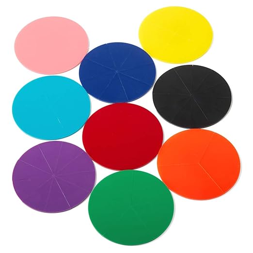 hand2mind Plastic Rainbow Fraction Circles, Fraction Manipulatives, Unit Fraction, Rainbow Circle Math Manipulatives, Fraction Games, Montessori Math, Homeschool Supplies (Set of 51)