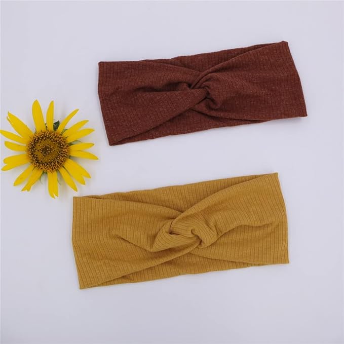 Sugarmelon Baby Headbands Stretchy Hairbands Hair Bow Elastics for Baby Girls Newborn Toddlers Infant Kids Turban Headband (Cross Headband Taupe)
